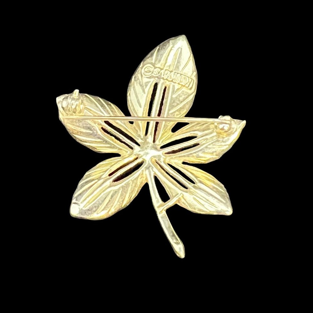 Vintage Sarah Coventry Gold Tone Leaf Brooch (3232-1-2) - Picture 4 of 5